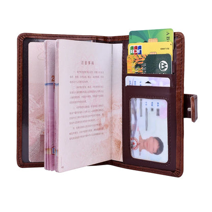 Luxury Leather Passport Wallet - Multi-Functional Travel Organizer