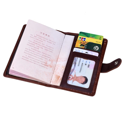 Luxury Leather Passport Wallet - Multi-Functional Travel Organizer