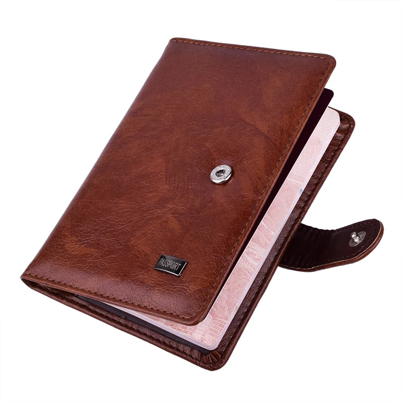 Luxury Leather Passport Wallet - Multi-Functional Travel Organizer